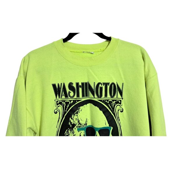 Washington Grown Graphic Neon Yellow Green Crewneck Sweatshirt By Disidual Mens - Picture 3 of 7